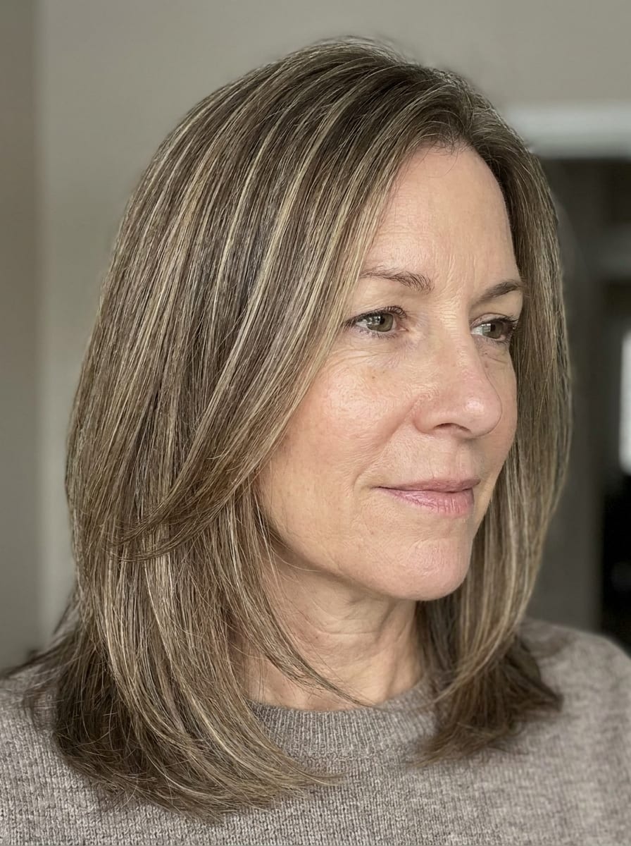 Feines Haar mit sanften Highlights - Frisur ab 50 für feines Haar